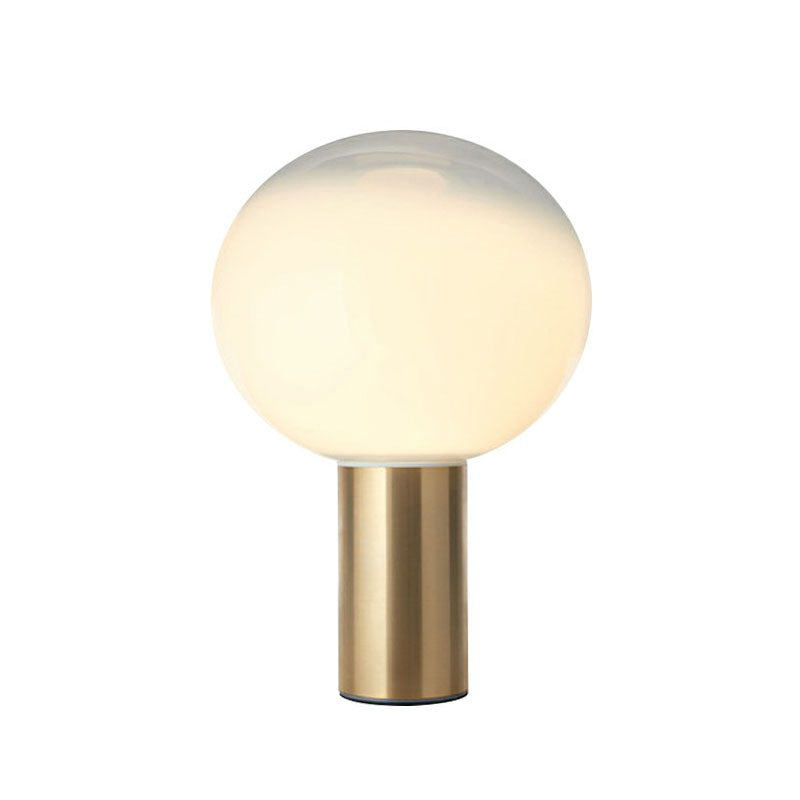 Fading White Glass Ball Table Lamp Simple Creative 1-Light Gold Finish Nightstand Light Clearhalo 'Lamps' 'Table Lamps' Lighting' 2268655