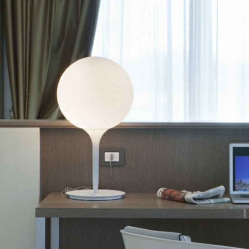 Balloon Shaped Night Lamp Nordic Frosted White Glass Single Study Table Light in White Clearhalo 'Lamps' 'Table Lamps' Lighting' 2268678