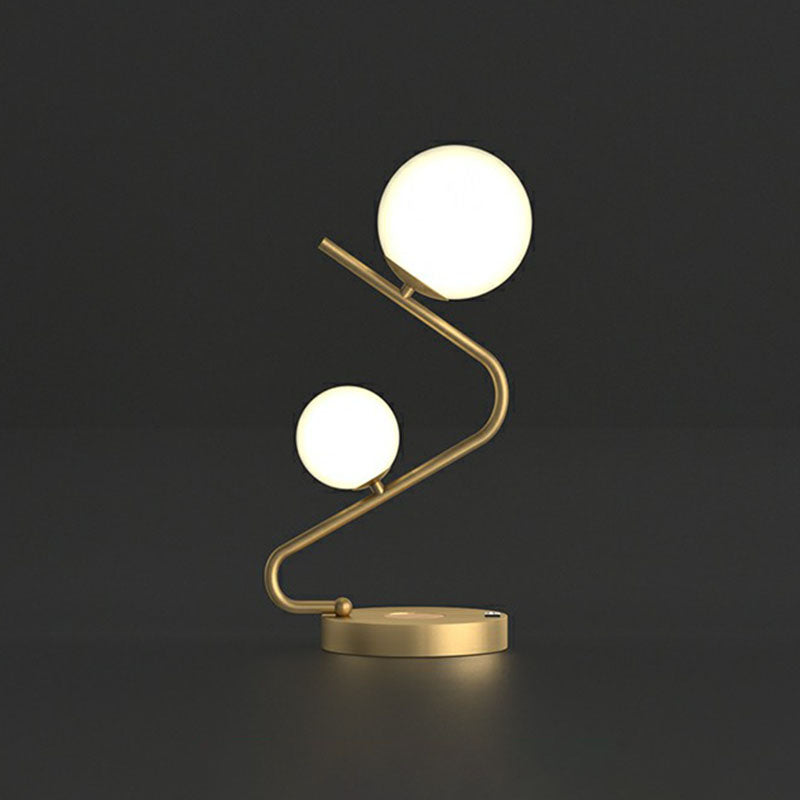 Ball Nightstand Light Minimalism Ivory Glass 1-Light Gold Table Lighting for Bedroom Gold B Clearhalo 'Lamps' 'Table Lamps' Lighting' 2268688