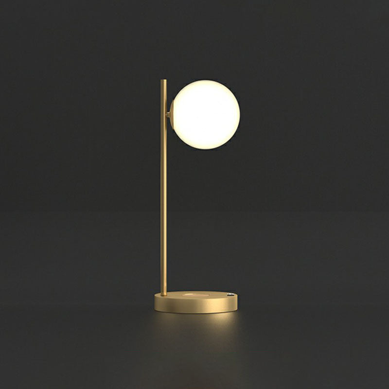 Ball Nightstand Light Minimalism Ivory Glass 1-Light Gold Table Lighting for Bedroom Gold C Clearhalo 'Lamps' 'Table Lamps' Lighting' 2268693