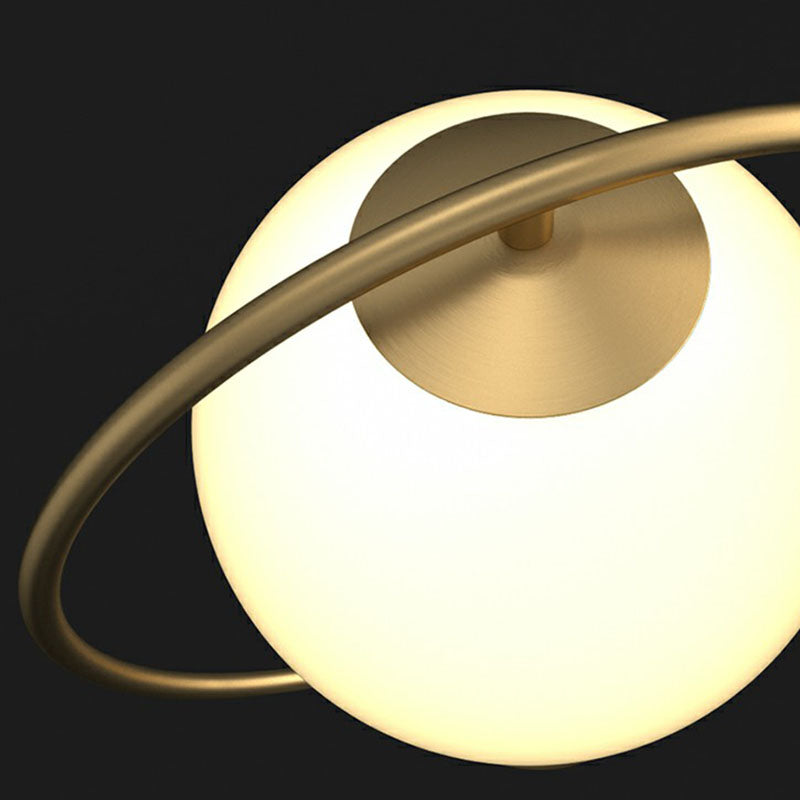 Ball Cream Glass Table Lighting Postmodern Single-Bulb Night Lamp with Curved Arm in Gold Clearhalo 'Lamps' 'Table Lamps' Lighting' 2268701