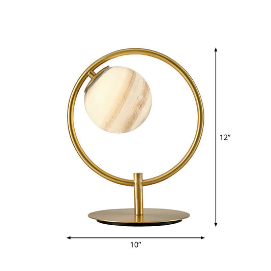 Opaline Glass Ball Night Stand Light Simplicity Gold Plated Table Lamp for Bedroom Gold A Clearhalo 'Lamps' 'Table Lamps' Lighting' 2268712