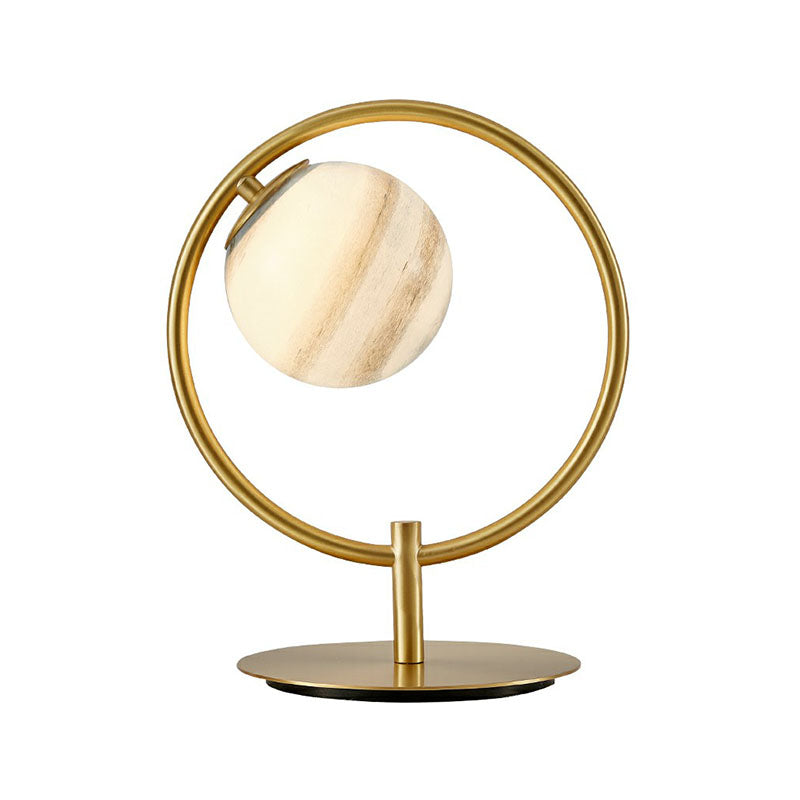Opaline Glass Ball Night Stand Light Simplicity Gold Plated Table Lamp for Bedroom Clearhalo 'Lamps' 'Table Lamps' Lighting' 2268715