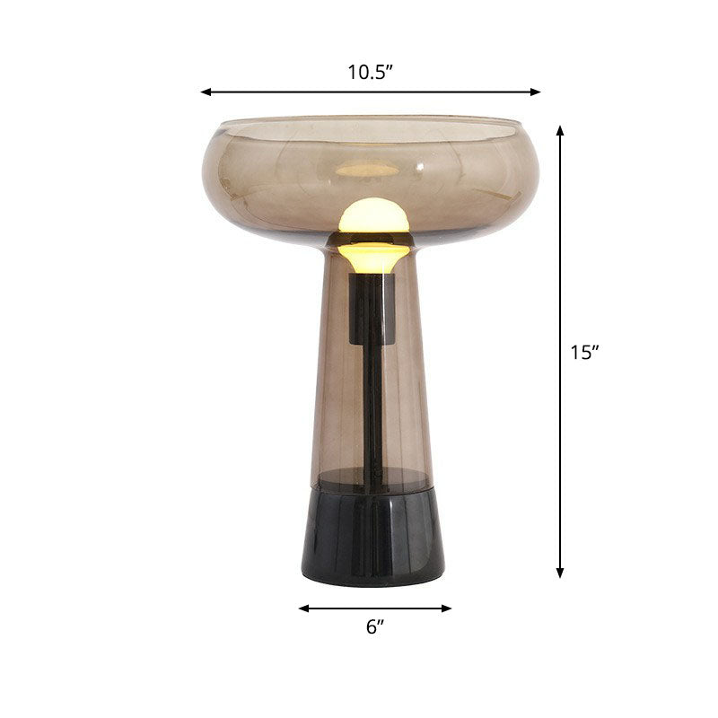 Torch Shaped Bedside Table Light Glass 1-Light Art Deco Night Stand Lamp with Open Top Clearhalo 'Lamps' 'Table Lamps' Lighting' 2268774