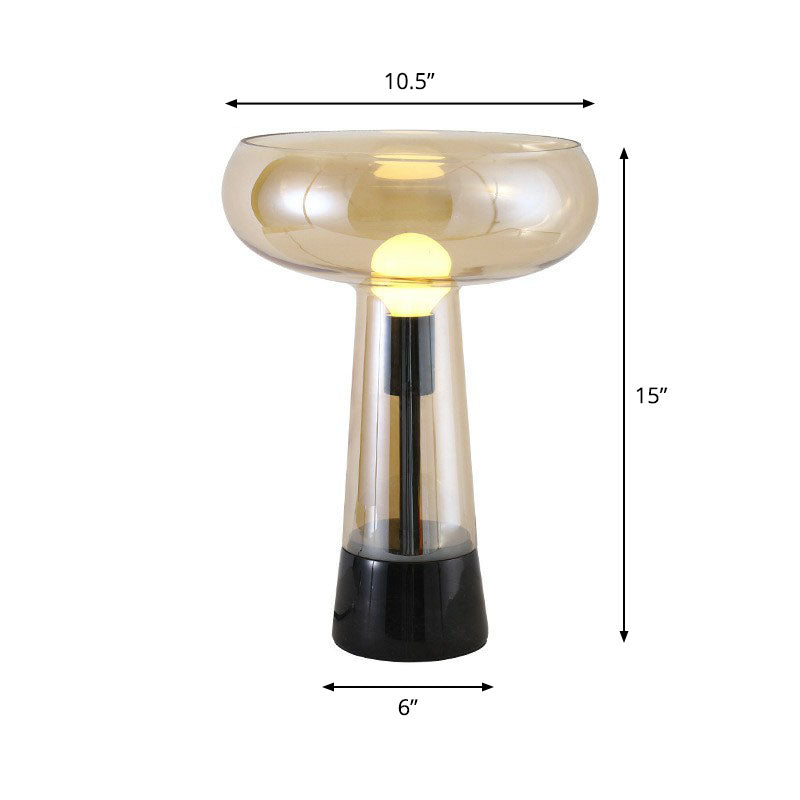 Torch Shaped Bedside Table Light Glass 1-Light Art Deco Night Stand Lamp with Open Top Clearhalo 'Lamps' 'Table Lamps' Lighting' 2268776
