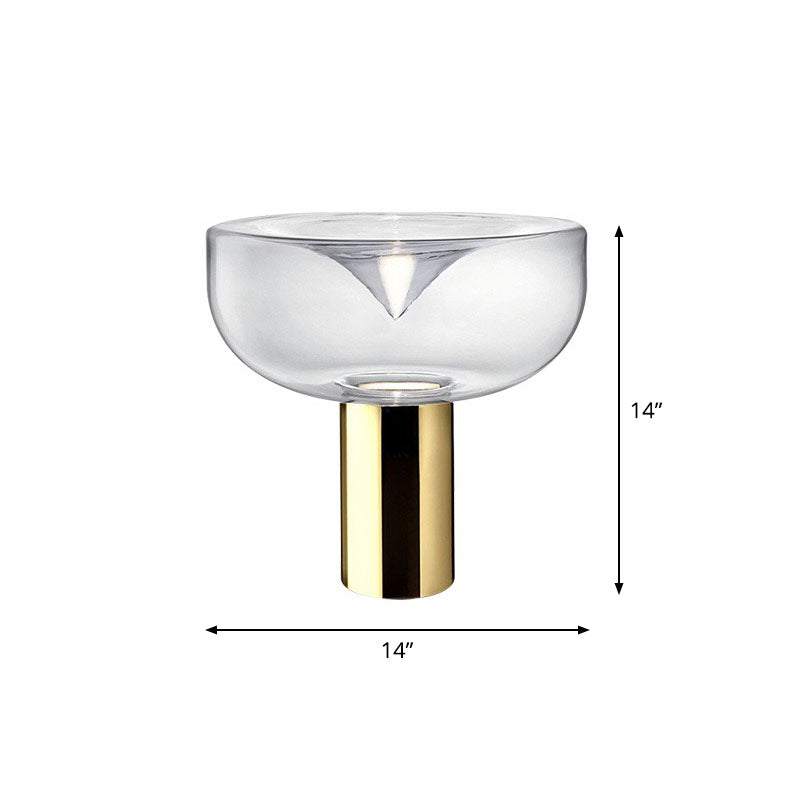 Bowl Glass Nightstand Light Post-Modern 1 Head Gold Plated Table Lamp for Bedroom Gold Clear Clearhalo 'Lamps' 'Table Lamps' Lighting' 2268779