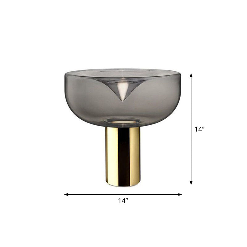 Bowl Glass Nightstand Light Post-Modern 1 Head Gold Plated Table Lamp for Bedroom Gold Smoke Grey Clearhalo 'Lamps' 'Table Lamps' Lighting' 2268781