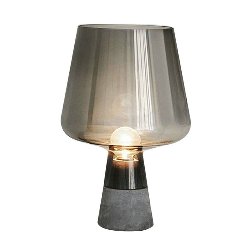 Wine Cup Night Light Postmodern Glass 1 Bulb Bedroom Table Lighting with Cement Base Clearhalo 'Lamps' 'Table Lamps' Lighting' 2268790