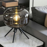 Tripod Bedside Table Lamp Metal 1 Head Nordic Nightstand Light with Jar Glass Shade Clearhalo 'Lamps' 'Table Lamps' Lighting' 2268817