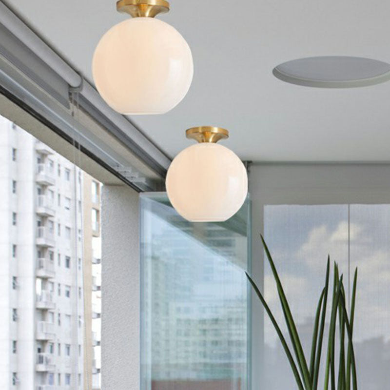 Minimalist Geometric Flushmount Light Glass 1 Bulb Balcony Semi-Flush Mount Ceiling Light Clearhalo 'Ceiling Lights' 'Close To Ceiling Lights' 'Close to ceiling' 'Semi-flushmount' Lighting' 2268824