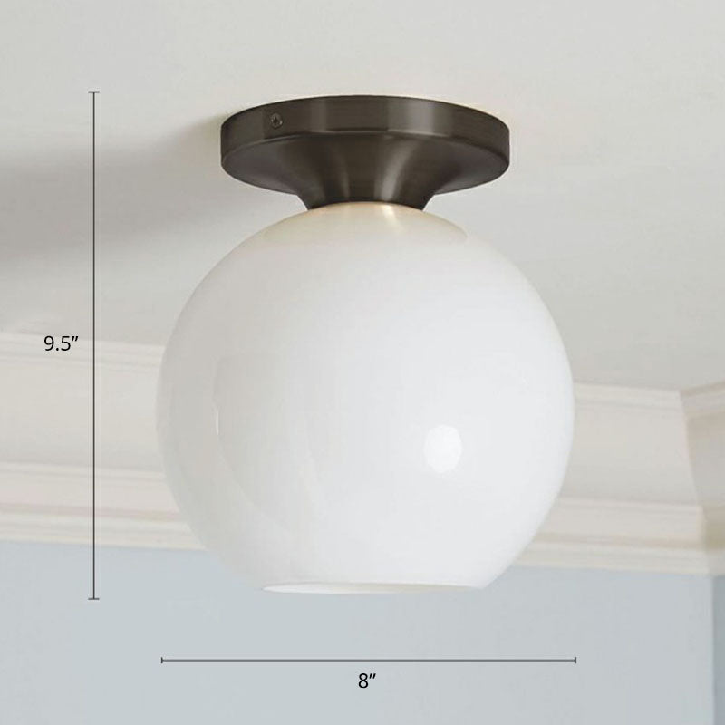 Minimalist Geometric Flushmount Light Glass 1 Bulb Balcony Semi-Flush Mount Ceiling Light Black E Clearhalo 'Ceiling Lights' 'Close To Ceiling Lights' 'Close to ceiling' 'Semi-flushmount' Lighting' 2268826