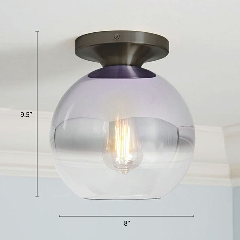 Minimalist Geometric Flushmount Light Glass 1 Bulb Balcony Semi-Flush Mount Ceiling Light Black D Clearhalo 'Ceiling Lights' 'Close To Ceiling Lights' 'Close to ceiling' 'Semi-flushmount' Lighting' 2268829