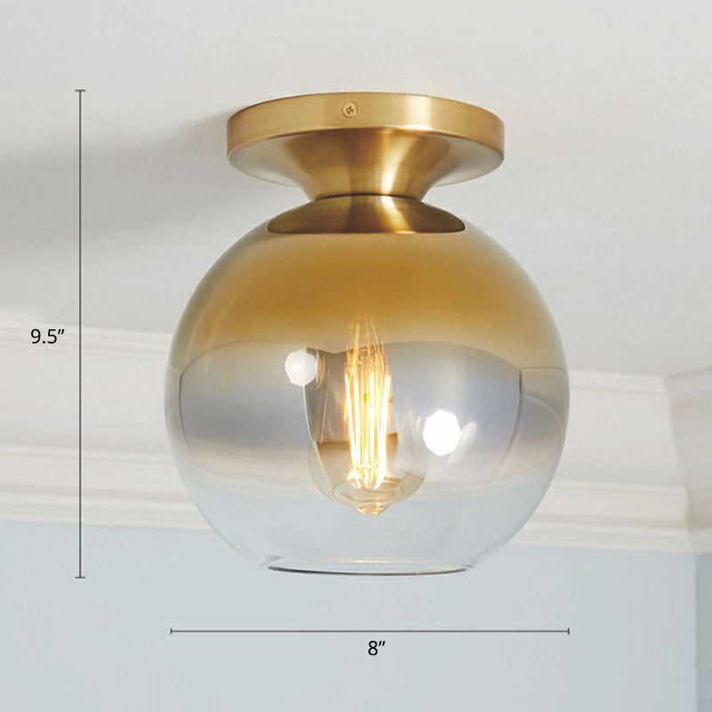Minimalist Geometric Flushmount Light Glass 1 Bulb Balcony Semi-Flush Mount Ceiling Light Gold D Clearhalo 'Ceiling Lights' 'Close To Ceiling Lights' 'Close to ceiling' 'Semi-flushmount' Lighting' 2268831