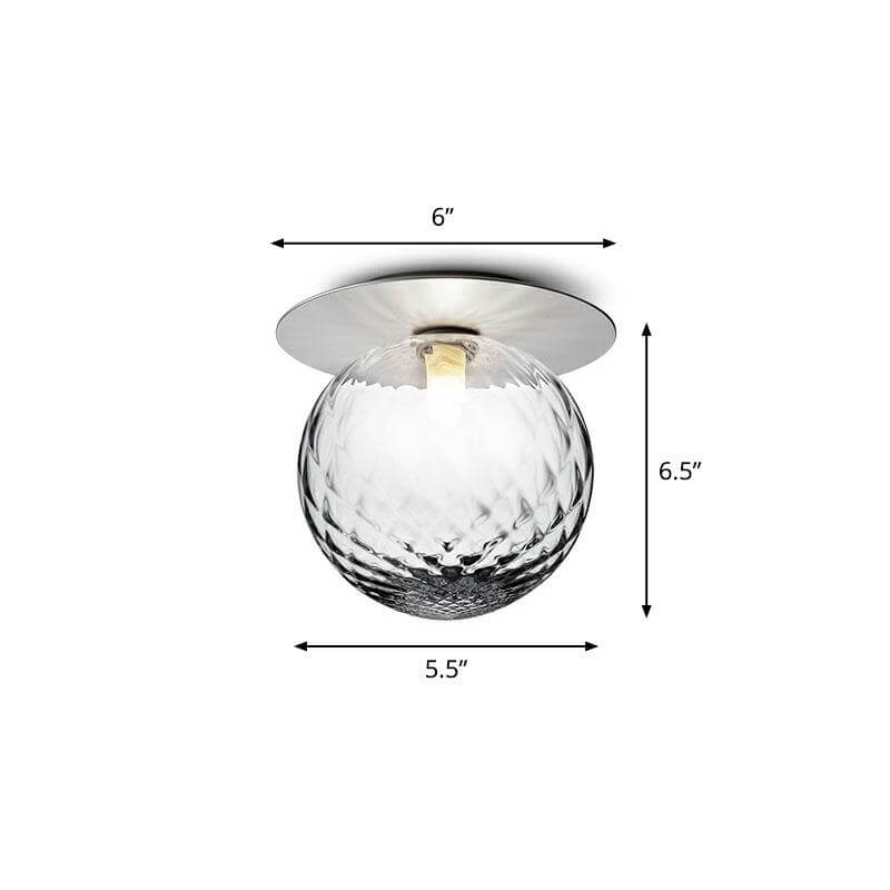 1 Bulb Aisle Ceiling Lamp Modern Semi Flush Mount Lighting with Ball Glass Shade Silver Clear Clearhalo 'Ceiling Lights' 'Close To Ceiling Lights' 'Close to ceiling' 'Semi-flushmount' Lighting' 2268842-sw