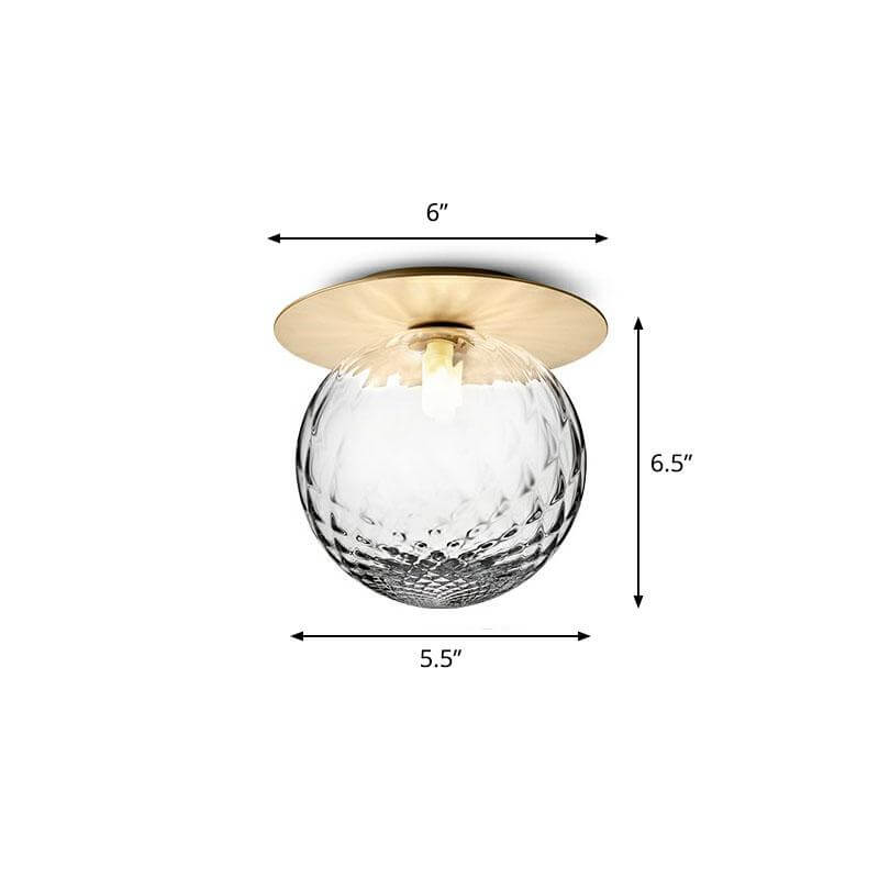 1 Bulb Aisle Ceiling Lamp Modern Semi Flush Mount Lighting with Ball Glass Shade Gold Clear Clearhalo 'Ceiling Lights' 'Close To Ceiling Lights' 'Close to ceiling' 'Semi-flushmount' Lighting' 2268845-sw