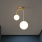 Spherical Semi Flush Mount Ceiling Light Minimalist Milky Glass 2-Head Gold Flushmount Lighting Clearhalo 'Ceiling Lights' 'Close To Ceiling Lights' 'Close to ceiling' 'Semi-flushmount' Lighting' 2268864