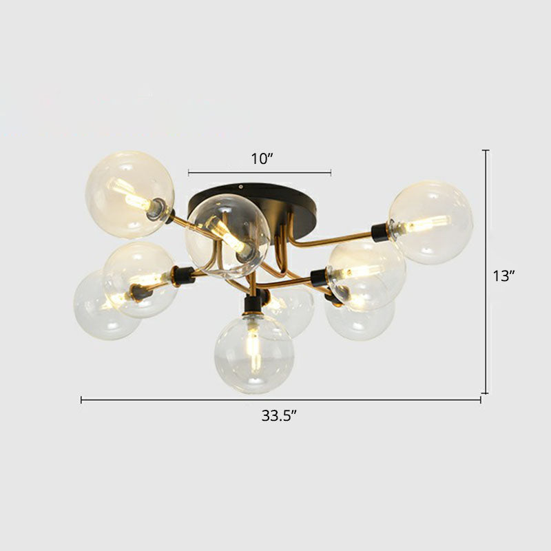 Bubbles Semi Flush Mount Lighting Modern Glass Black Finish Ceiling Fixture for Bedroom 9 Clear Clearhalo 'Ceiling Lights' 'Close To Ceiling Lights' 'Close to ceiling' 'Semi-flushmount' Lighting' 2268923