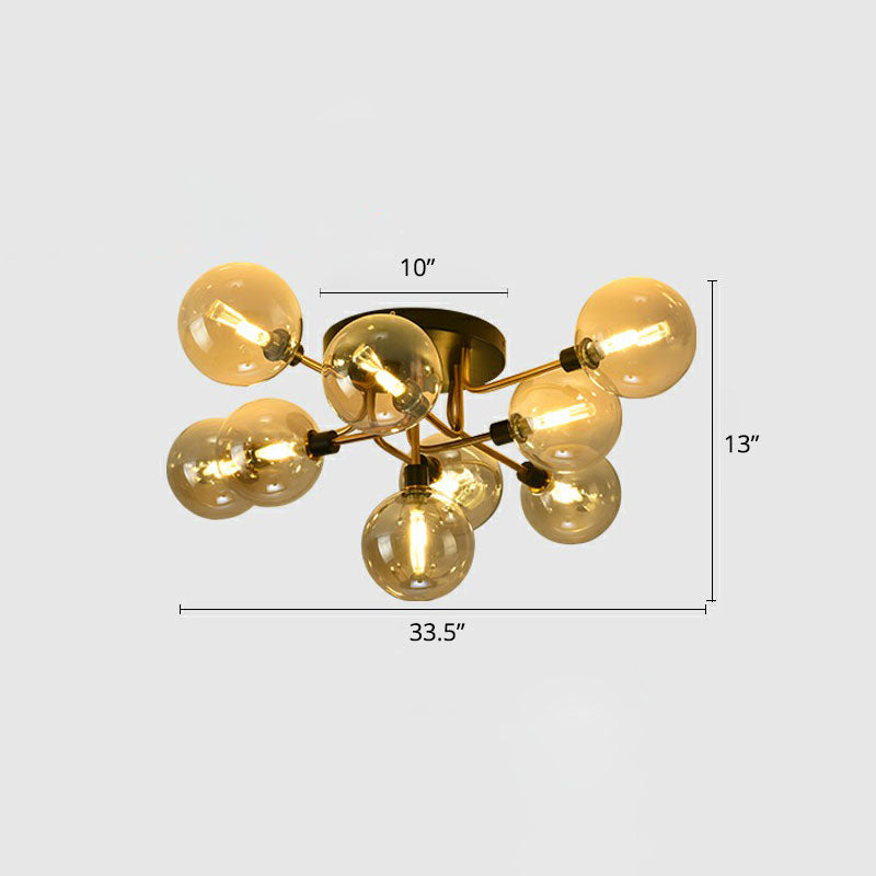 Bubbles Semi Flush Mount Lighting Modern Glass Black Finish Ceiling Fixture for Bedroom 9 Cognac Clearhalo 'Ceiling Lights' 'Close To Ceiling Lights' 'Close to ceiling' 'Semi-flushmount' Lighting' 2268930