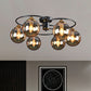 Ball Semi Flush Chandelier Post-Modern Glass Black Ceiling Mount Light for Living Room Clearhalo 'Ceiling Lights' 'Close To Ceiling Lights' 'Close to ceiling' 'Semi-flushmount' Lighting' 2269024