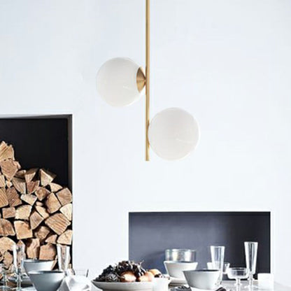 Minimalist Globe Suspension Lighting Opal Glass 2-Bulb Living Room Chandelier in Gold Gold Clearhalo 'Ceiling Lights' 'Chandeliers' 'Modern Chandeliers' 'Modern' Lighting' 2269075