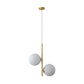 2 Lights Bedroom Chandelier Minimalism Gold Finish Hanging Lamp with Globe Opal Glass Shade Clearhalo 'Ceiling Lights' 'Chandeliers' 'Modern Chandeliers' 'Modern' Lighting' 2269085