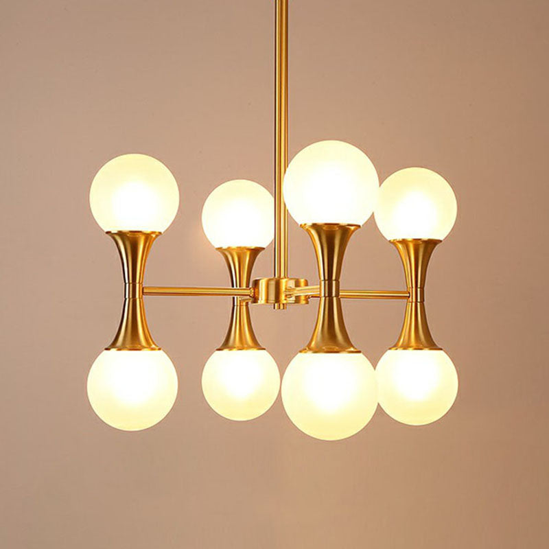 Gold Finish Molecule Chandelier Minimalistic Frosted White Glass Hanging Pendant Light 8 Gold Clearhalo 'Ceiling Lights' 'Chandeliers' 'Modern Chandeliers' 'Modern' Lighting' 2269116