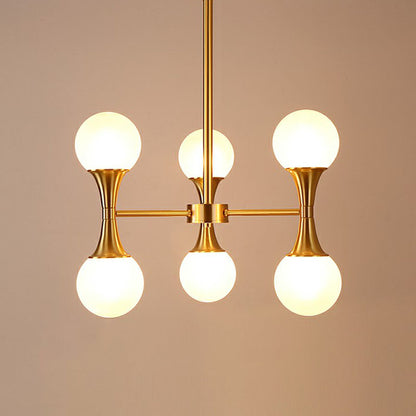 Gold Finish Molecule Chandelier Minimalistic Frosted White Glass Hanging Pendant Light 6 Gold Clearhalo 'Ceiling Lights' 'Chandeliers' 'Modern Chandeliers' 'Modern' Lighting' 2269117