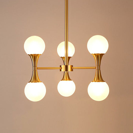 Gold Finish Molecule Chandelier Minimalistic Frosted White Glass Hanging Pendant Light 6 Gold Clearhalo 'Ceiling Lights' 'Chandeliers' 'Modern Chandeliers' 'Modern' Lighting' 2269117