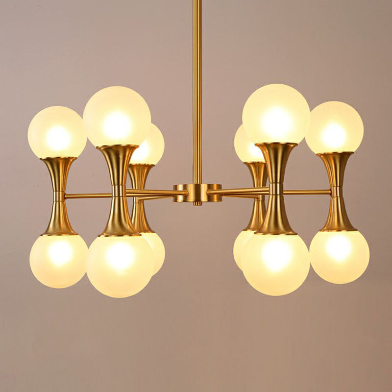 Gold Finish Molecule Chandelier Minimalistic Frosted White Glass Hanging Pendant Light 12 Gold Clearhalo 'Ceiling Lights' 'Chandeliers' 'Modern Chandeliers' 'Modern' Lighting' 2269119