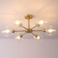 Postmodern Sputnik Ceiling Mount Chandelier Cup Glass Parlor Semi Flush Light in Brass 6 Clear Clearhalo 'Ceiling Lights' 'Close To Ceiling Lights' 'Close to ceiling' 'Semi-flushmount' Lighting' 2269142