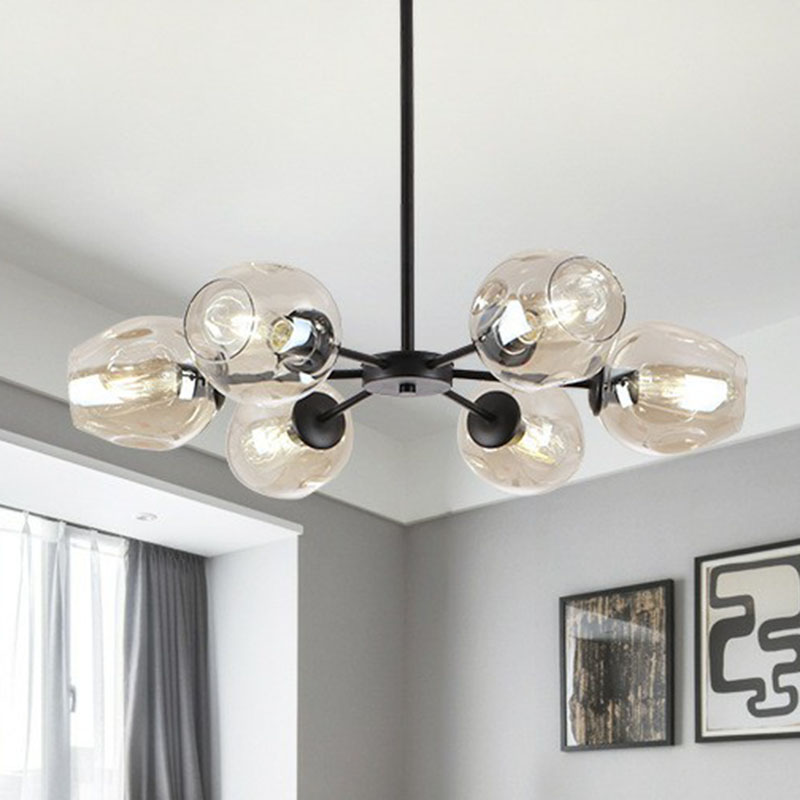Dimple Glass Cup Hanging Lamp Postmodern Chandelier Light Fixture for Living Room Clearhalo 'Ceiling Lights' 'Chandeliers' 'Modern Chandeliers' 'Modern' Lighting' 2269160