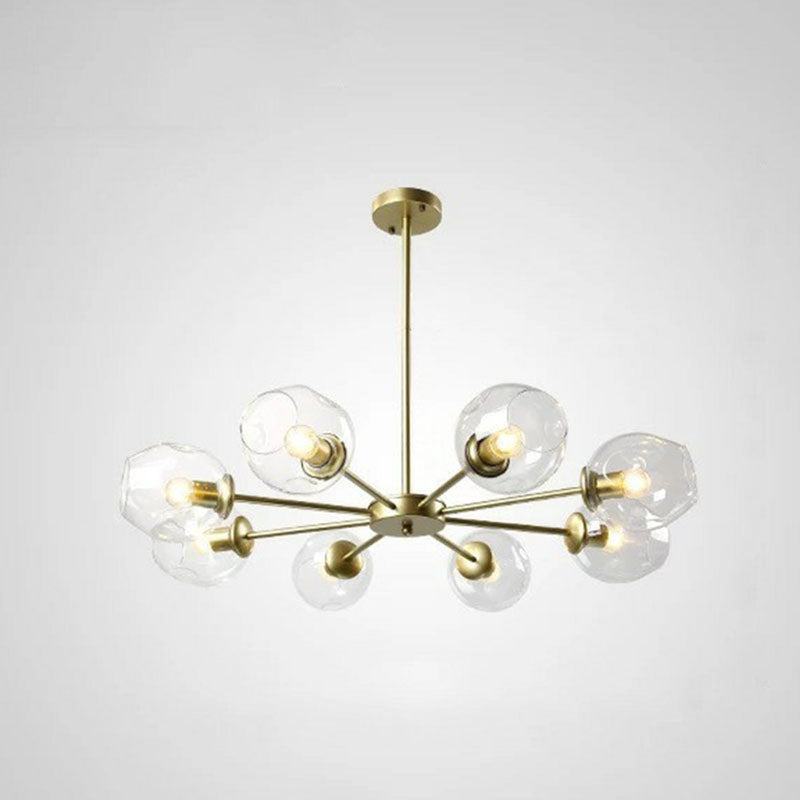 Dimple Glass Cup Hanging Lamp Postmodern Chandelier Light Fixture for Living Room 8 Gold Clear Clearhalo 'Ceiling Lights' 'Chandeliers' 'Modern Chandeliers' 'Modern' Lighting' 2269161