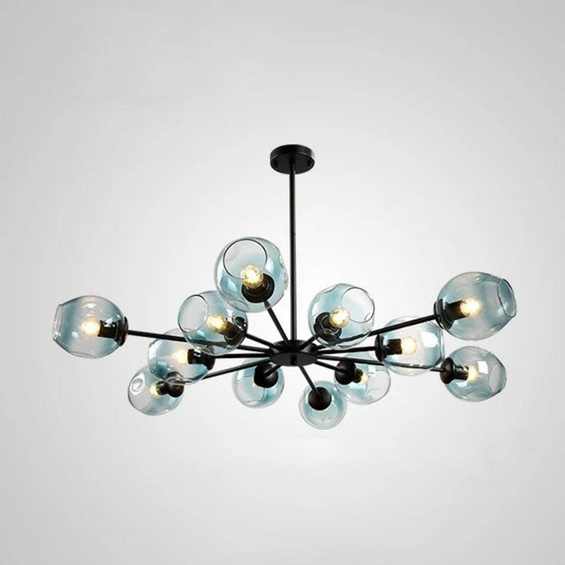 Dimple Glass Cup Hanging Lamp Postmodern Chandelier Light Fixture for Living Room 12 Black Blue Clearhalo 'Ceiling Lights' 'Chandeliers' 'Modern Chandeliers' 'Modern' Lighting' 2269164