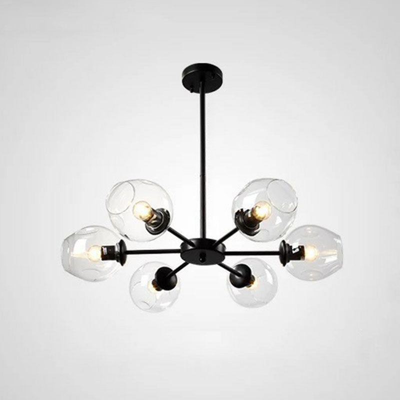 Dimple Glass Cup Hanging Lamp Postmodern Chandelier Light Fixture for Living Room 6 Black Clear Clearhalo 'Ceiling Lights' 'Chandeliers' 'Modern Chandeliers' 'Modern' Lighting' 2269165