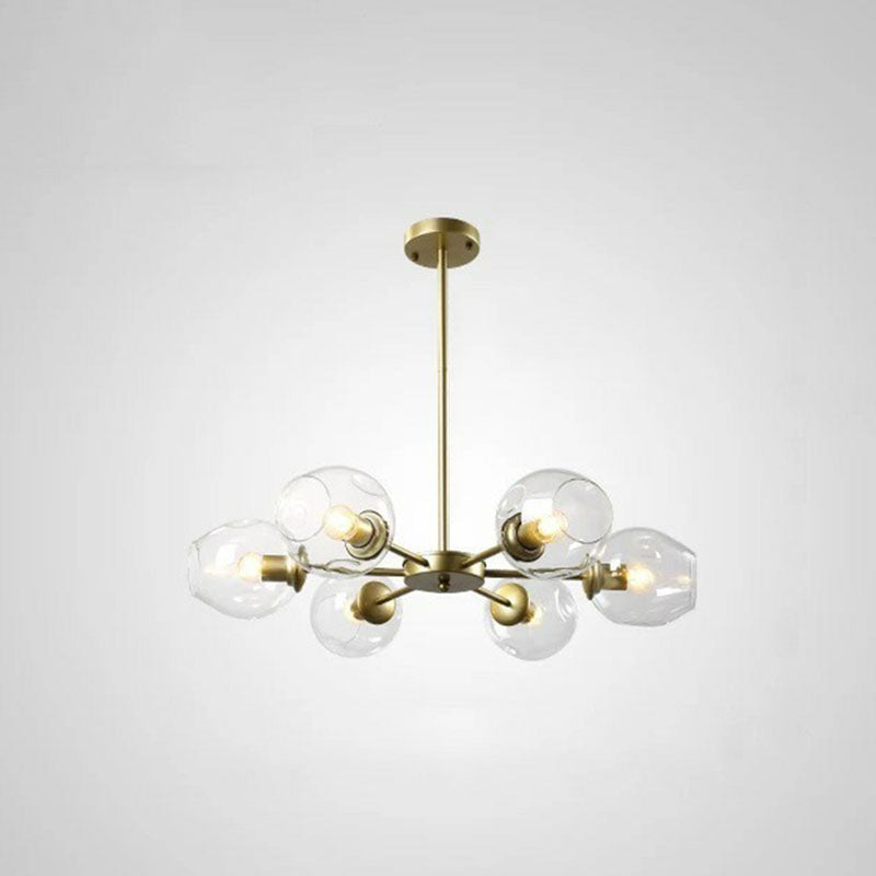 Dimple Glass Cup Hanging Lamp Postmodern Chandelier Light Fixture for Living Room 6 Gold Clear Clearhalo 'Ceiling Lights' 'Chandeliers' 'Modern Chandeliers' 'Modern' Lighting' 2269168