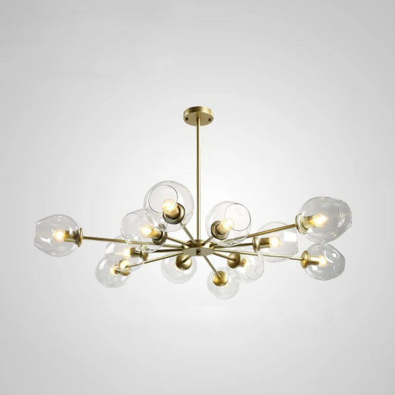 Dimple Glass Cup Hanging Lamp Postmodern Chandelier Light Fixture for Living Room 12 Gold Clear Clearhalo 'Ceiling Lights' 'Chandeliers' 'Modern Chandeliers' 'Modern' Lighting' 2269169