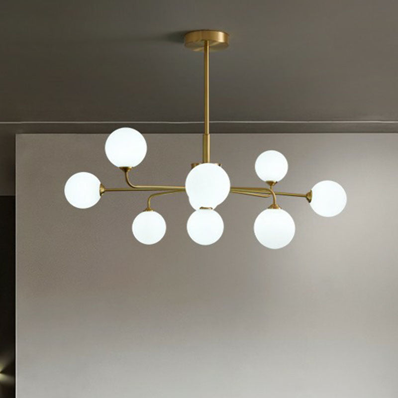 Orb Shaped Hanging Light Postmodern Glass Gold Finish Chandelier for Living Room Clearhalo 'Ceiling Lights' 'Chandeliers' 'Clear' 'Industrial' 'Modern Chandeliers' 'Modern' 'Tiffany' 'Traditional Chandeliers' Lighting' 2269182