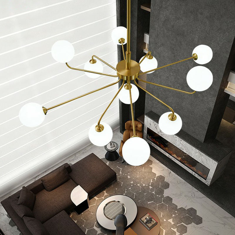 Orb Shaped Hanging Light Postmodern Glass Gold Finish Chandelier for Living Room Clearhalo 'Ceiling Lights' 'Chandeliers' 'Clear' 'Industrial' 'Modern Chandeliers' 'Modern' 'Tiffany' 'Traditional Chandeliers' Lighting' 2269187