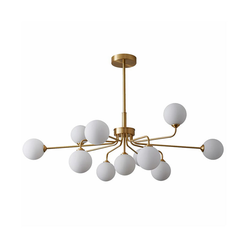 Orb Shaped Hanging Light Postmodern Glass Gold Finish Chandelier for Living Room Clearhalo 'Ceiling Lights' 'Chandeliers' 'Clear' 'Industrial' 'Modern Chandeliers' 'Modern' 'Tiffany' 'Traditional Chandeliers' Lighting' 2269191