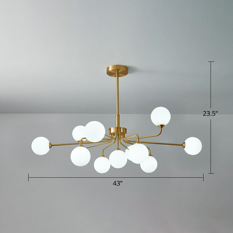Orb Shaped Hanging Light Postmodern Glass Gold Finish Chandelier for Living Room 11 Cream Clearhalo 'Ceiling Lights' 'Chandeliers' 'Clear' 'Industrial' 'Modern Chandeliers' 'Modern' 'Tiffany' 'Traditional Chandeliers' Lighting' 2269196