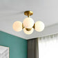 White Glass Sphere Ceiling Chandelier Postmodern Hanging Light Fixture in Gold for Living Room Clearhalo 'Ceiling Lights' 'Chandeliers' 'Modern Chandeliers' 'Modern' Lighting' 2269232