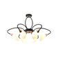 6/8 Lights Semi Flush Mount Traditional Oval White Glass Ceiling Light in Black for Living Room Clearhalo 'Ceiling Lights' 'Close To Ceiling Lights' 'Close to ceiling' 'Glass shade' 'Glass' 'Island Lights' 'Semi-flushmount' Lighting' 226934