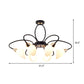 6/8 Lights Semi Flush Mount Traditional Oval White Glass Ceiling Light in Black for Living Room Clearhalo 'Ceiling Lights' 'Close To Ceiling Lights' 'Close to ceiling' 'Glass shade' 'Glass' 'Island Lights' 'Semi-flushmount' Lighting' 226935