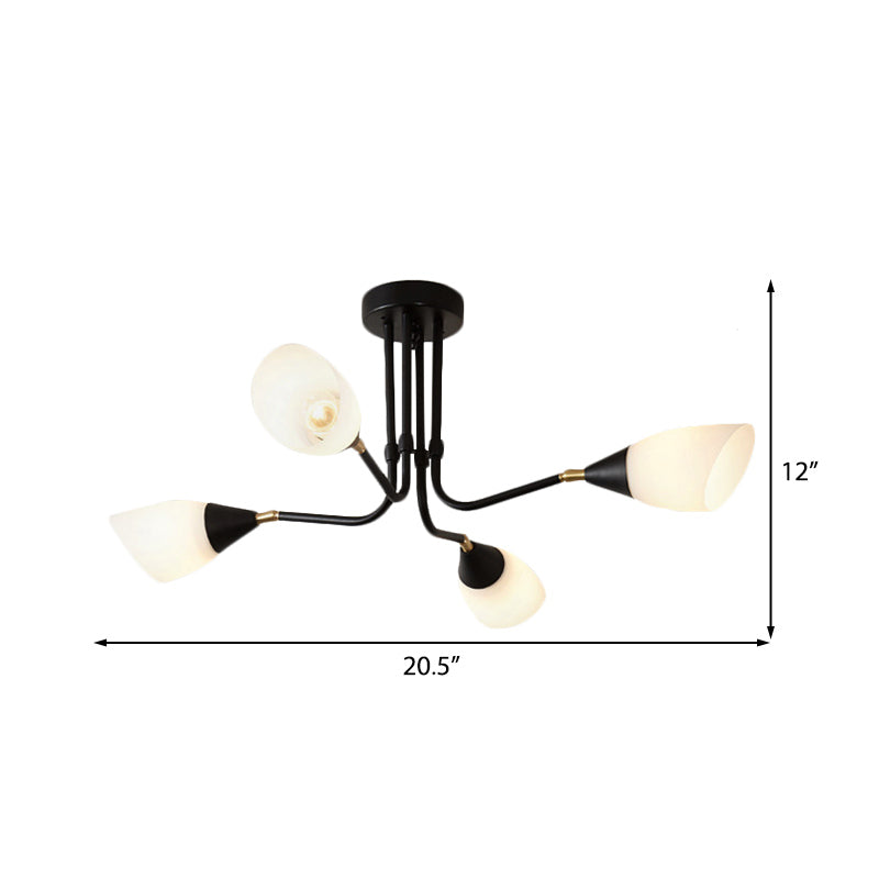 White 4/6/8 Lights Ceiling Mount Traditional Frosted Glass Sputnik Semi Flush Light for Bedroom Clearhalo 'Ceiling Lights' 'Close To Ceiling Lights' 'Close to ceiling' 'Glass shade' 'Glass' 'Semi-flushmount' Lighting' 226952