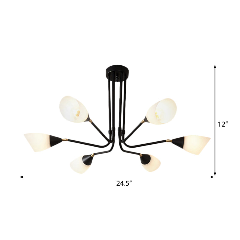 White 4/6/8 Lights Ceiling Mount Traditional Frosted Glass Sputnik Semi Flush Light for Bedroom Clearhalo 'Ceiling Lights' 'Close To Ceiling Lights' 'Close to ceiling' 'Glass shade' 'Glass' 'Semi-flushmount' Lighting' 226956