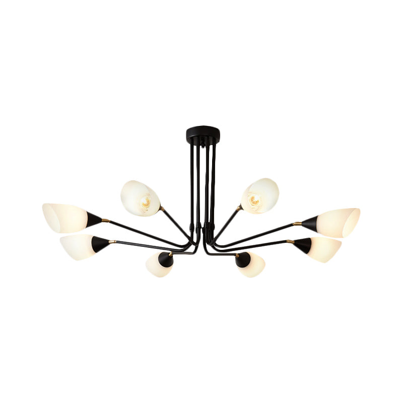 White 4/6/8 Lights Ceiling Mount Traditional Frosted Glass Sputnik Semi Flush Light for Bedroom Clearhalo 'Ceiling Lights' 'Close To Ceiling Lights' 'Close to ceiling' 'Glass shade' 'Glass' 'Semi-flushmount' Lighting' 226958