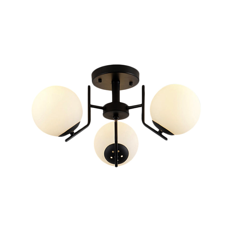 3/5/6 Lights Sputnik Semi Flush Light Traditional White Glass Ceiling Mounted Fixture for Living Room Clearhalo 'Ceiling Lights' 'Close To Ceiling Lights' 'Close to ceiling' 'Glass shade' 'Glass' 'Semi-flushmount' Lighting' 227099