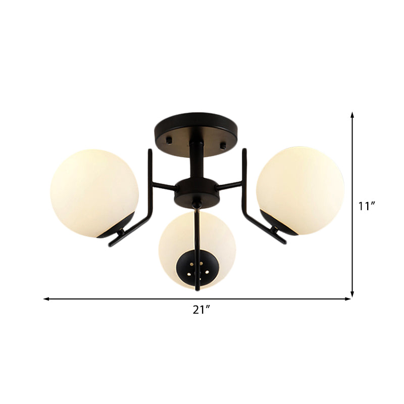 3/5/6 Lights Sputnik Semi Flush Light Traditional White Glass Ceiling Mounted Fixture for Living Room Clearhalo 'Ceiling Lights' 'Close To Ceiling Lights' 'Close to ceiling' 'Glass shade' 'Glass' 'Semi-flushmount' Lighting' 227100