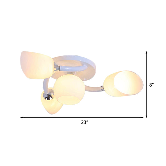 White 4/6/8 Lights Semi Mount Lighting Traditional Frosted Glass Oval Semi Flush Light for Living Room Clearhalo 'Ceiling Lights' 'Close To Ceiling Lights' 'Close to ceiling' 'Glass shade' 'Glass' 'Semi-flushmount' Lighting' 227151
