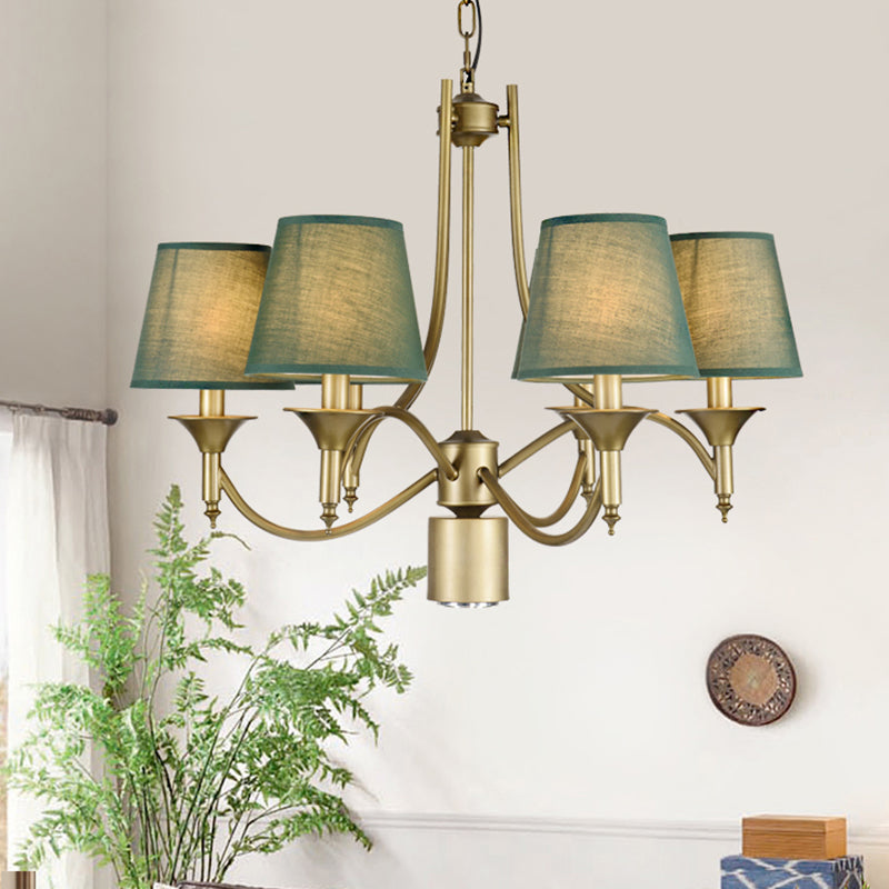 Nordic Empire Shade Chandelier Light Fixture 6 Lights White/Green/Army Green Fabric Hanging Ceiling Light Green Clearhalo 'Ceiling Lights' 'Chandeliers' Lighting' options 227187_45c88e01-fd21-4e37-88c8-1eb9079d7d5c